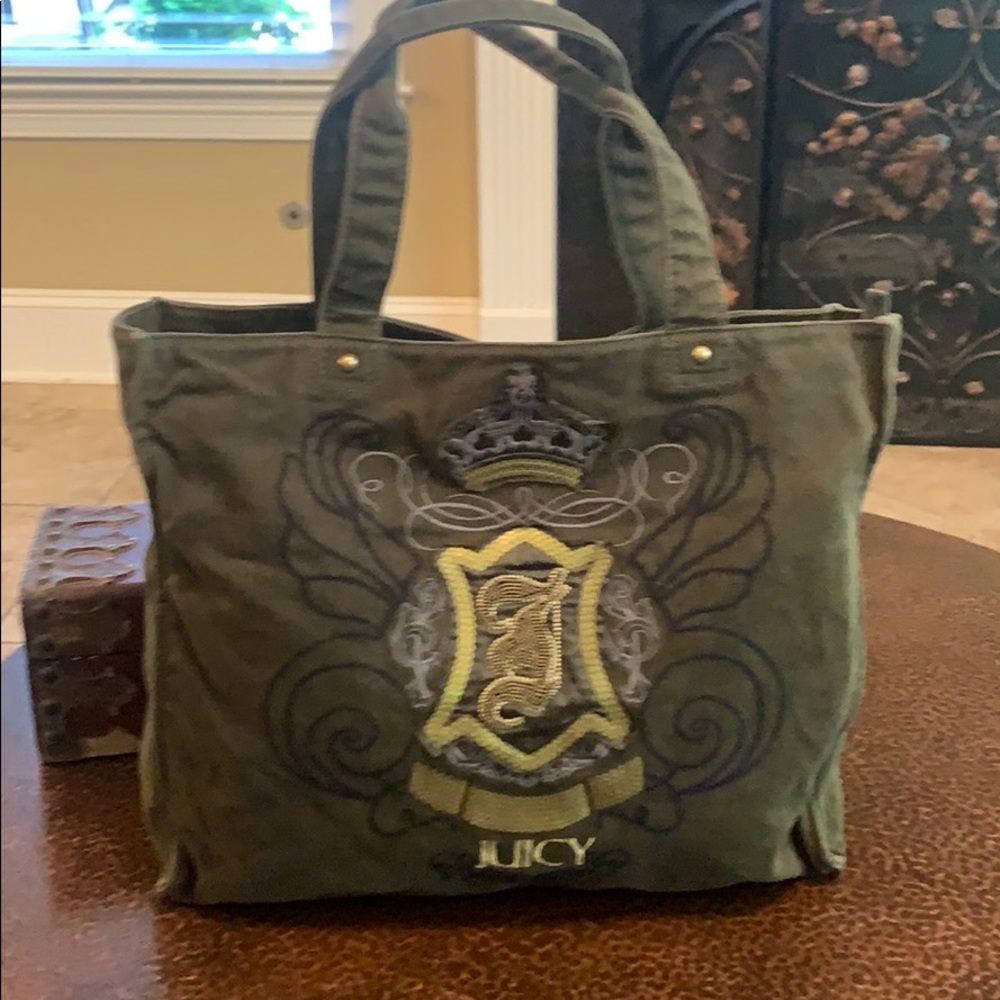 Authentic Juicy Couture art green canvas 👜 tote!